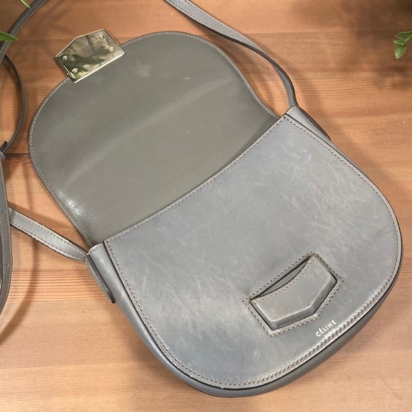 Celine Trotteur Small Grey Smooth Calfskin Leather Crossbody Bag - Picture 8 of 14